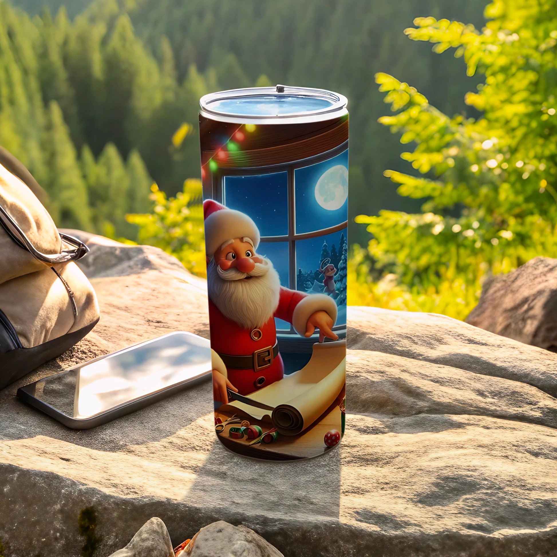 Festive Santa Checking List By Moonlight Tumbler