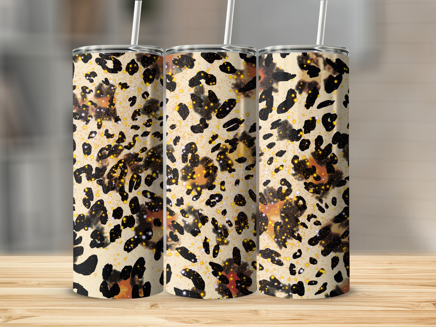 Leopard Print Tumbler with Stylish Sparkle 20oz Tumbler