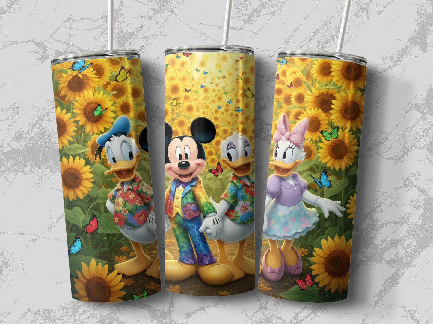 Sunflower Garden Characters Tumbler With Lid