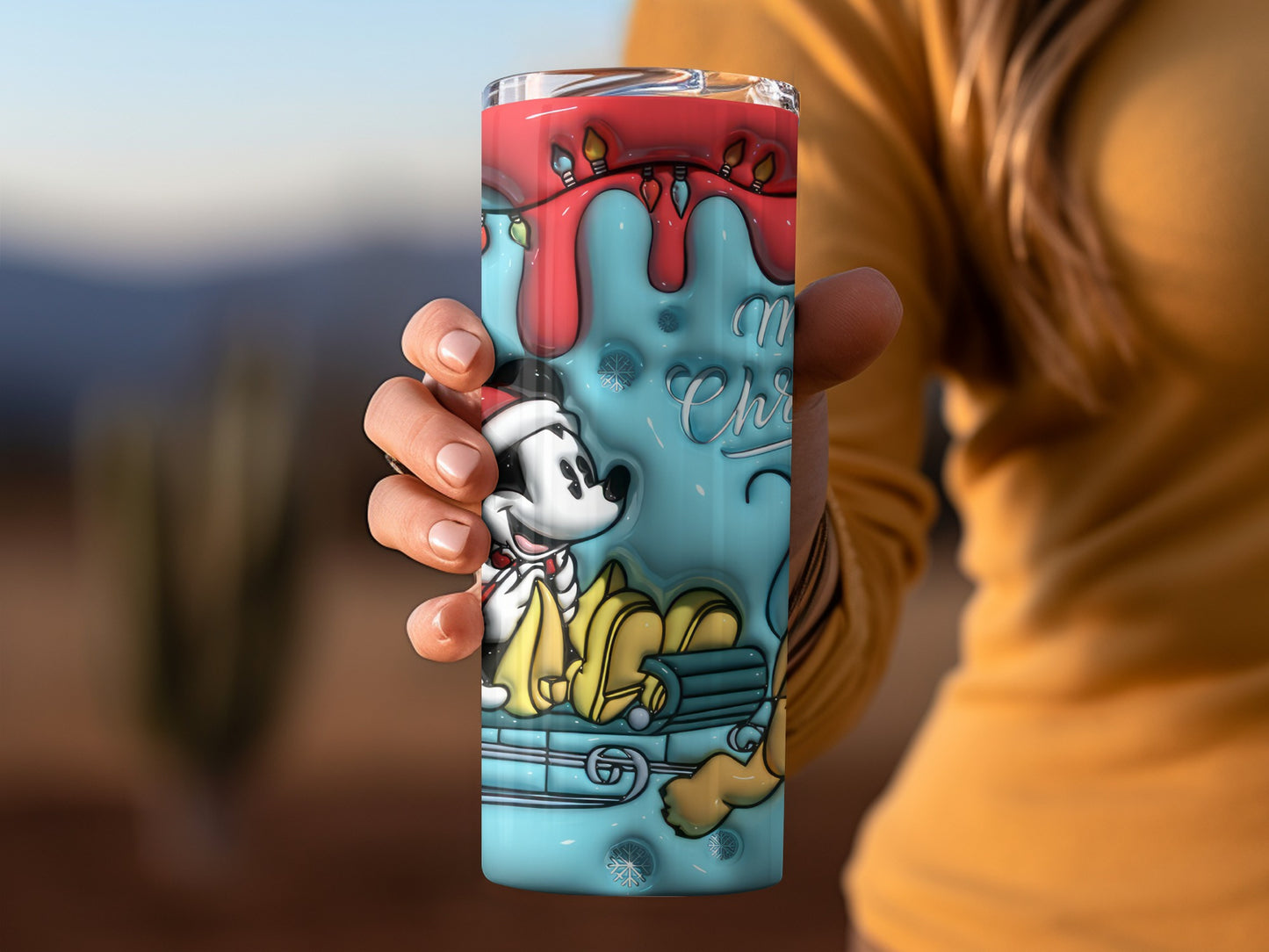 Festive Mickey Mouse Christmas Theme Tumbler Cup