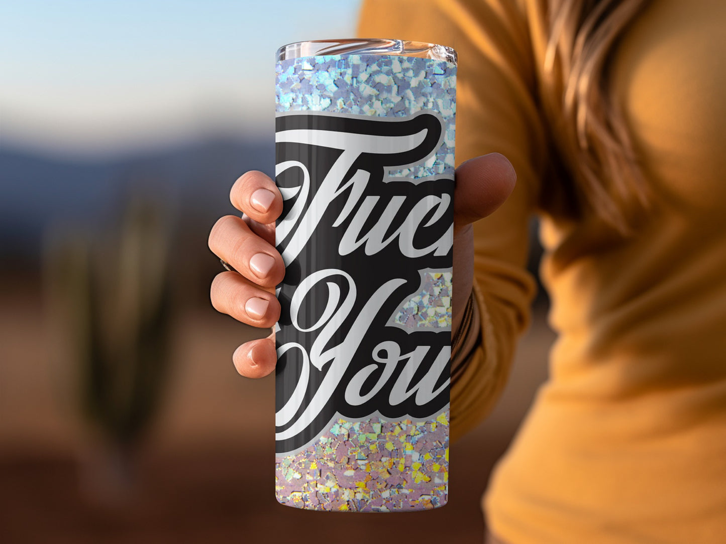 Glittery Metallic 'Fuck You' Tumbler for Bold Statements