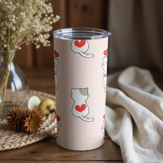 Cute Adorable Cats with Hearts Tumbler Product