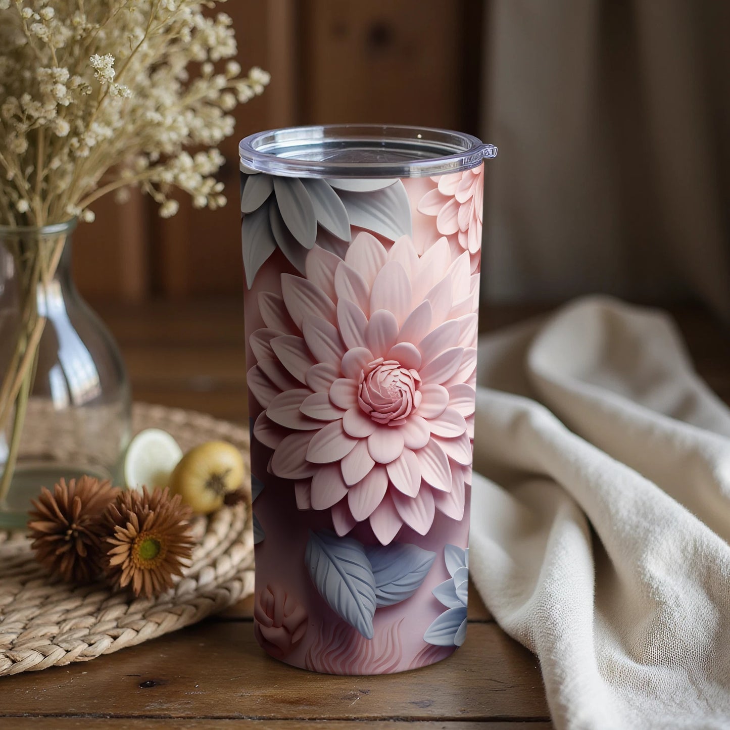 Elegant Floral Design Tumbler for Stylish Hydration