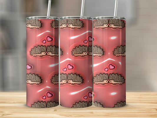 Cute Hedgehog and Heart Patterned Tumbler Product