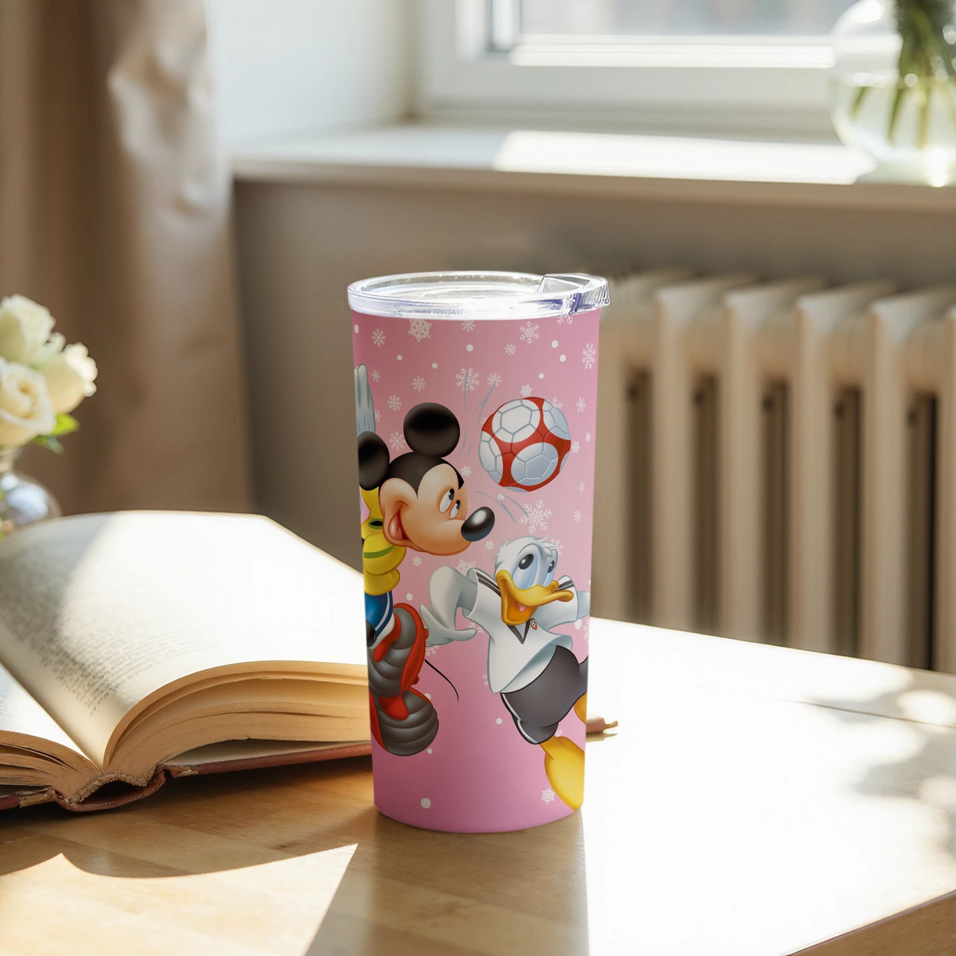 Mickey Mouse and Donald Duck Soccer Scene Tumbler