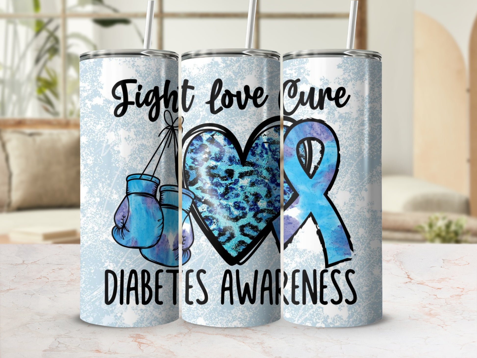 Fight Love Cure Diabetes Awareness Tumbler Cup
