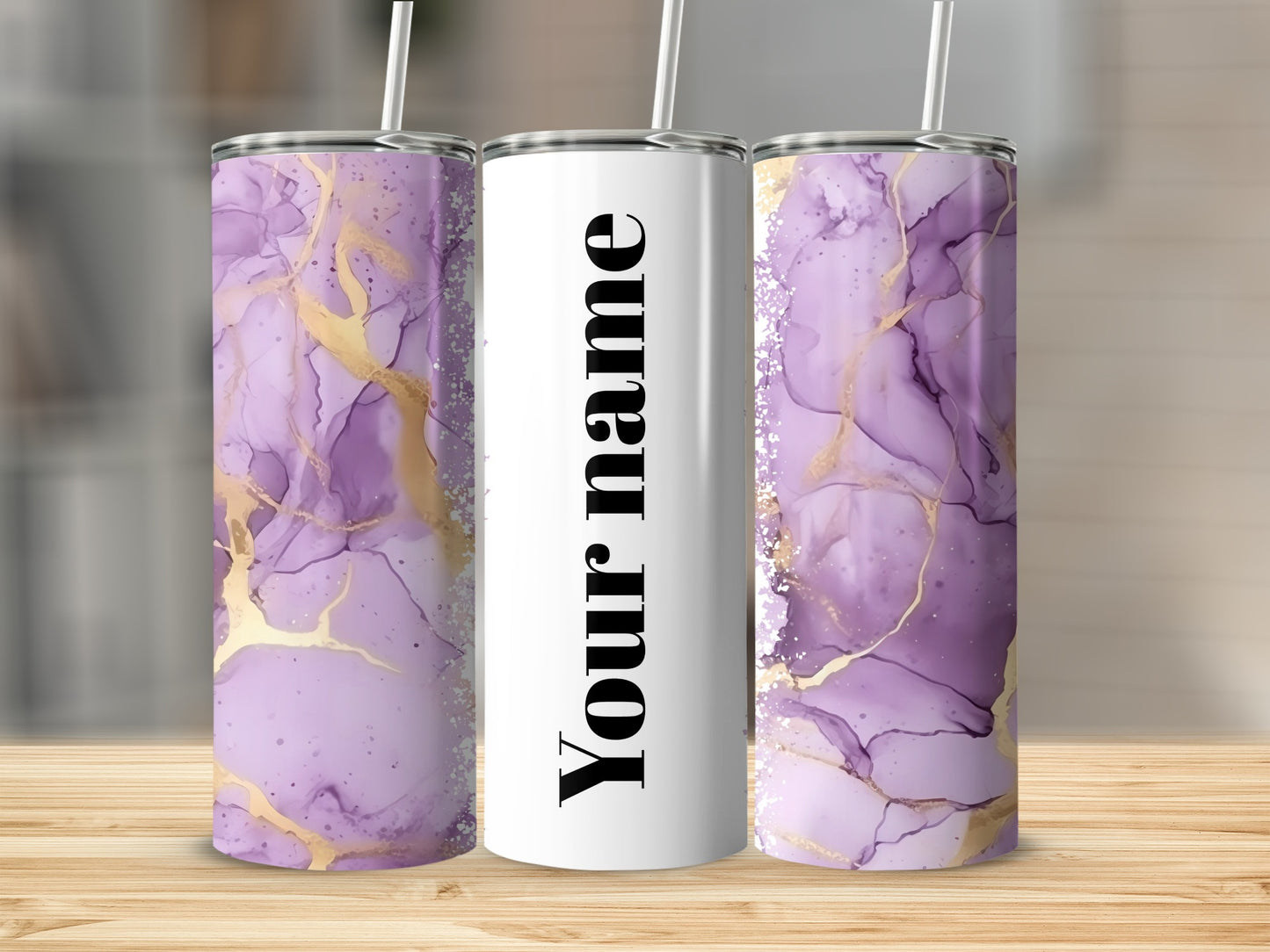 Customizable Purple Marble Design Tumbler Cup