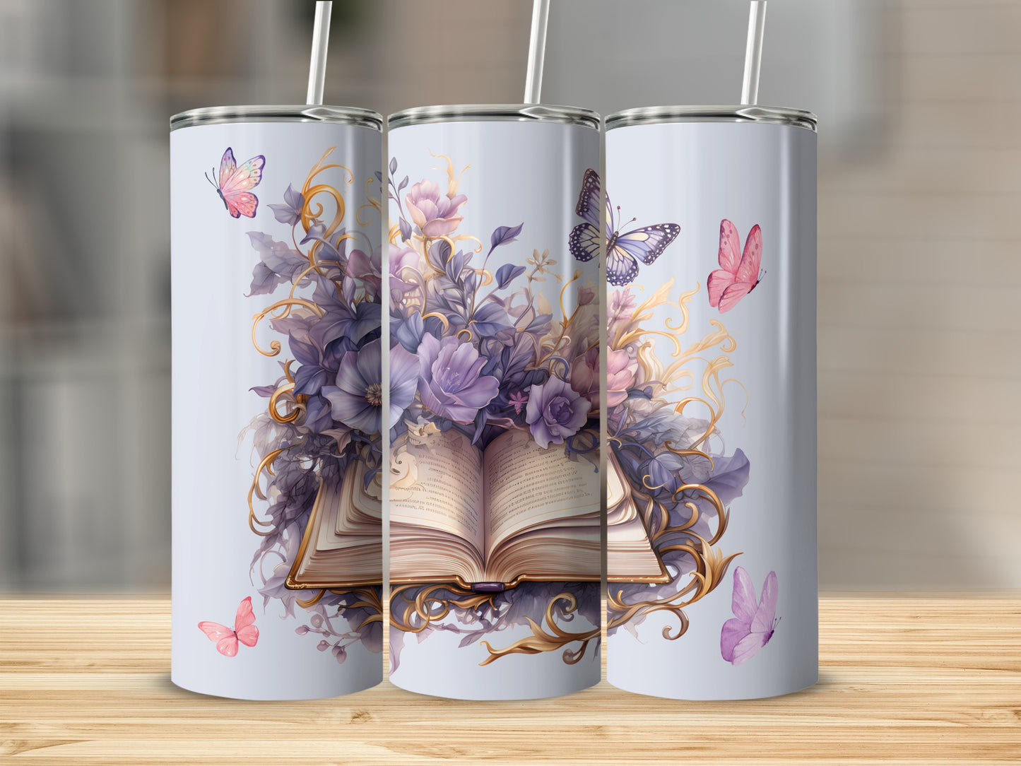 Elegant Floral and Butterfly Open Book Design Product