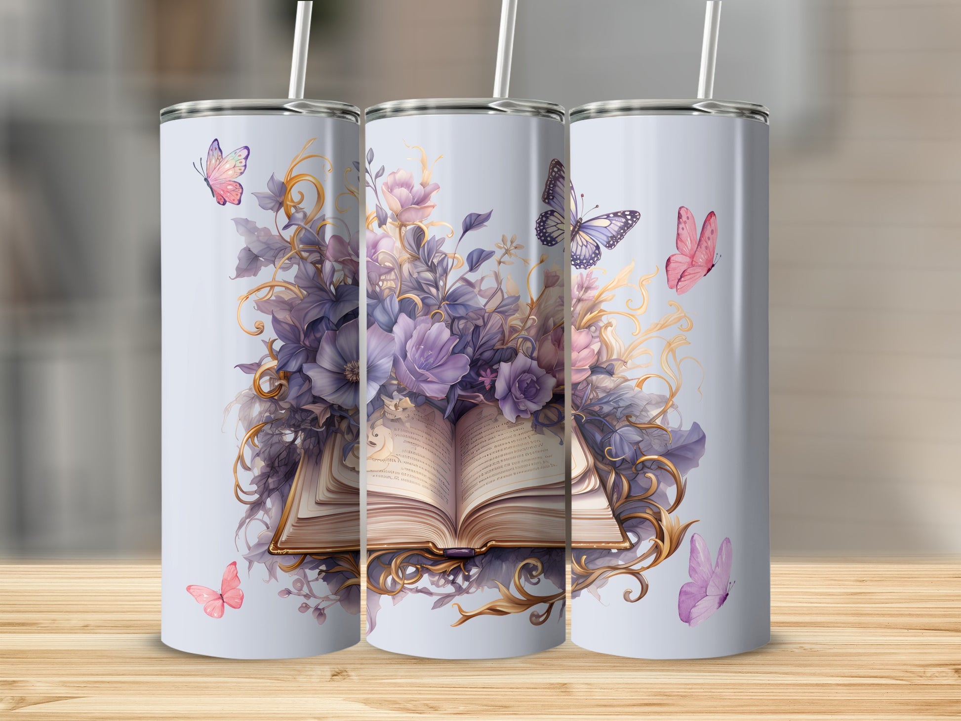 Elegant Floral and Butterfly Open Book Design Product