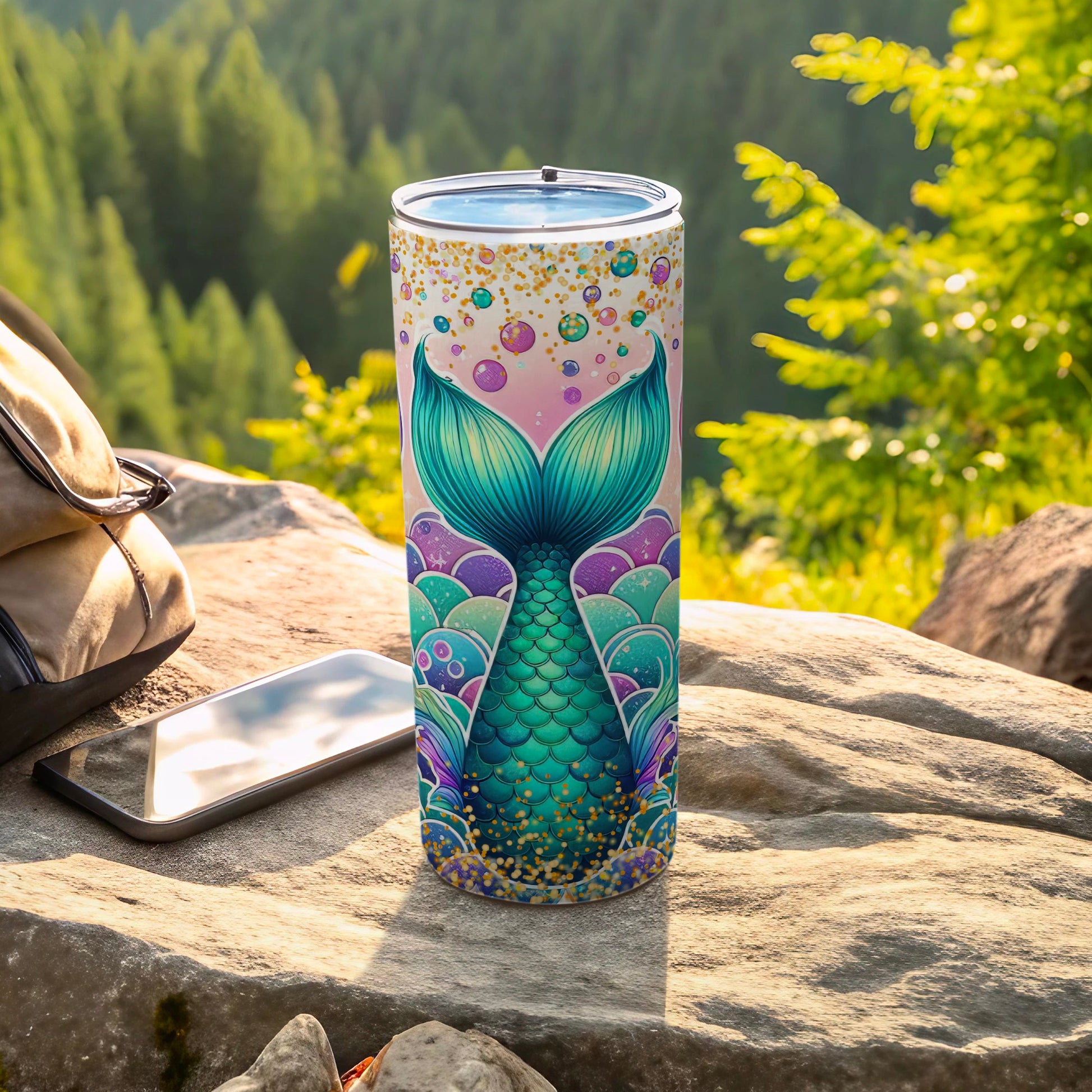 Vibrant Mermaid Tail Scales Bubbles Glitter Tumbler product type