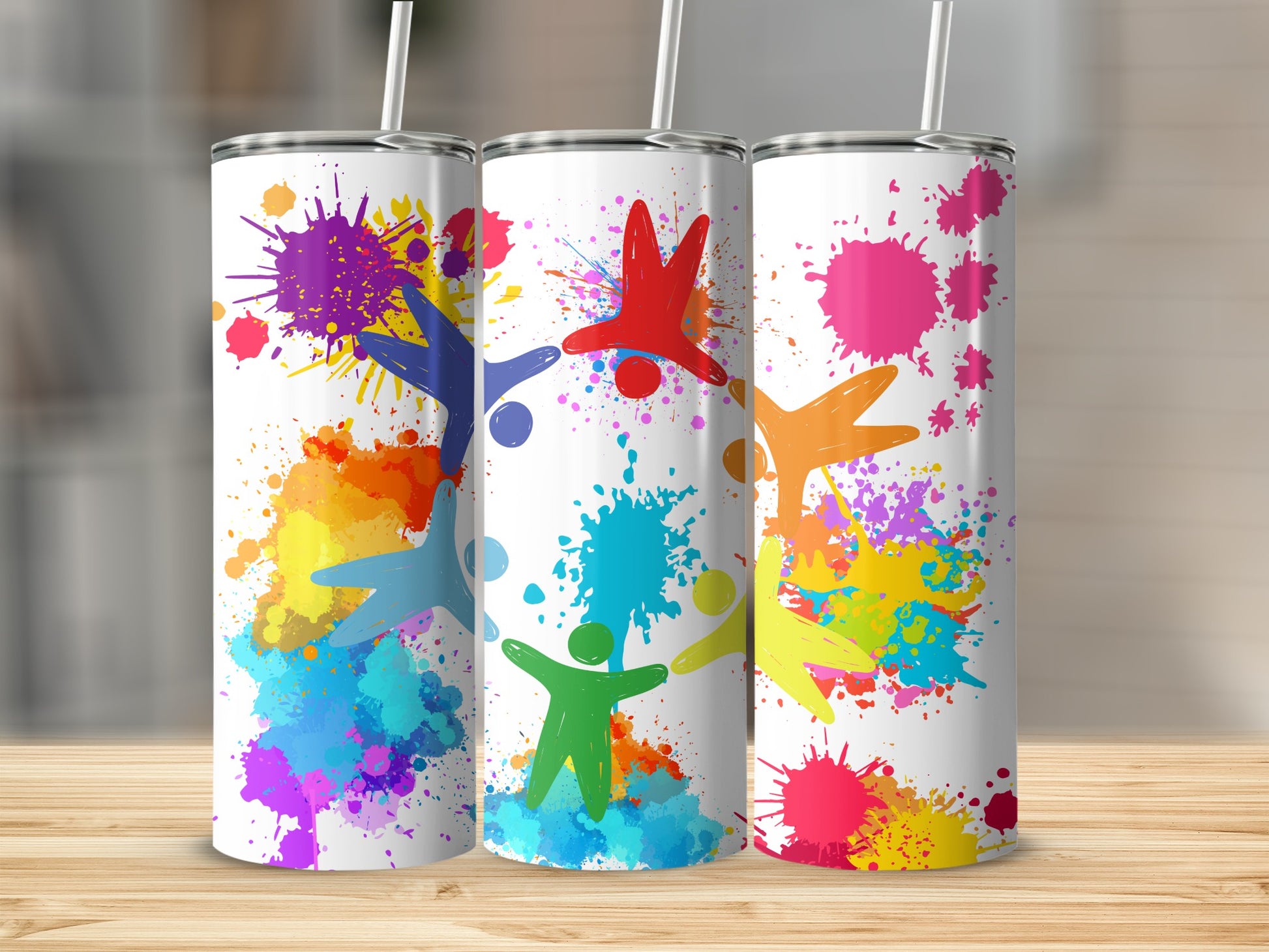 Colorful Artistic Splatter Design Insulated Tumbler