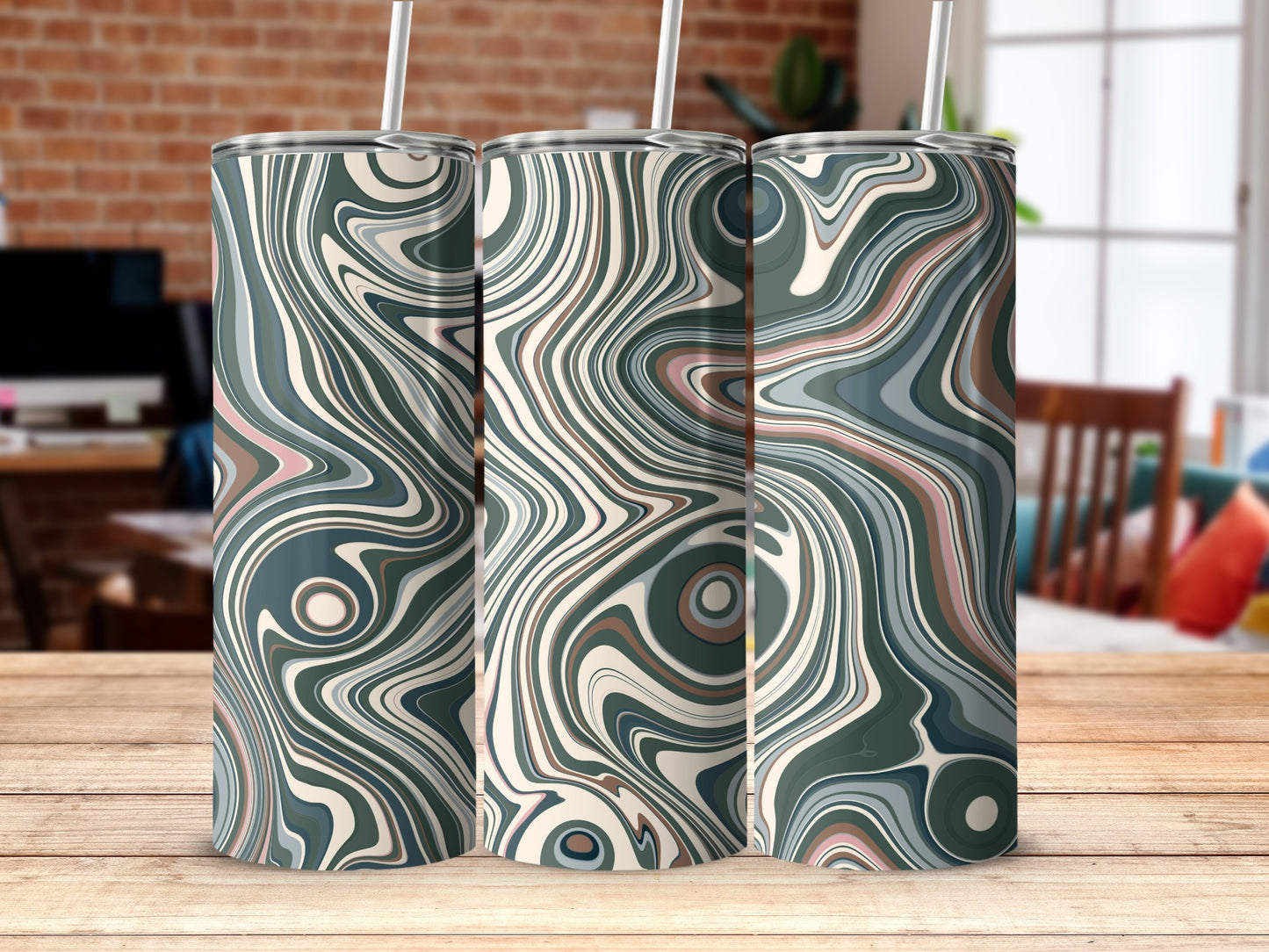 Abstract Swirl Design Tumbler Cups Collection