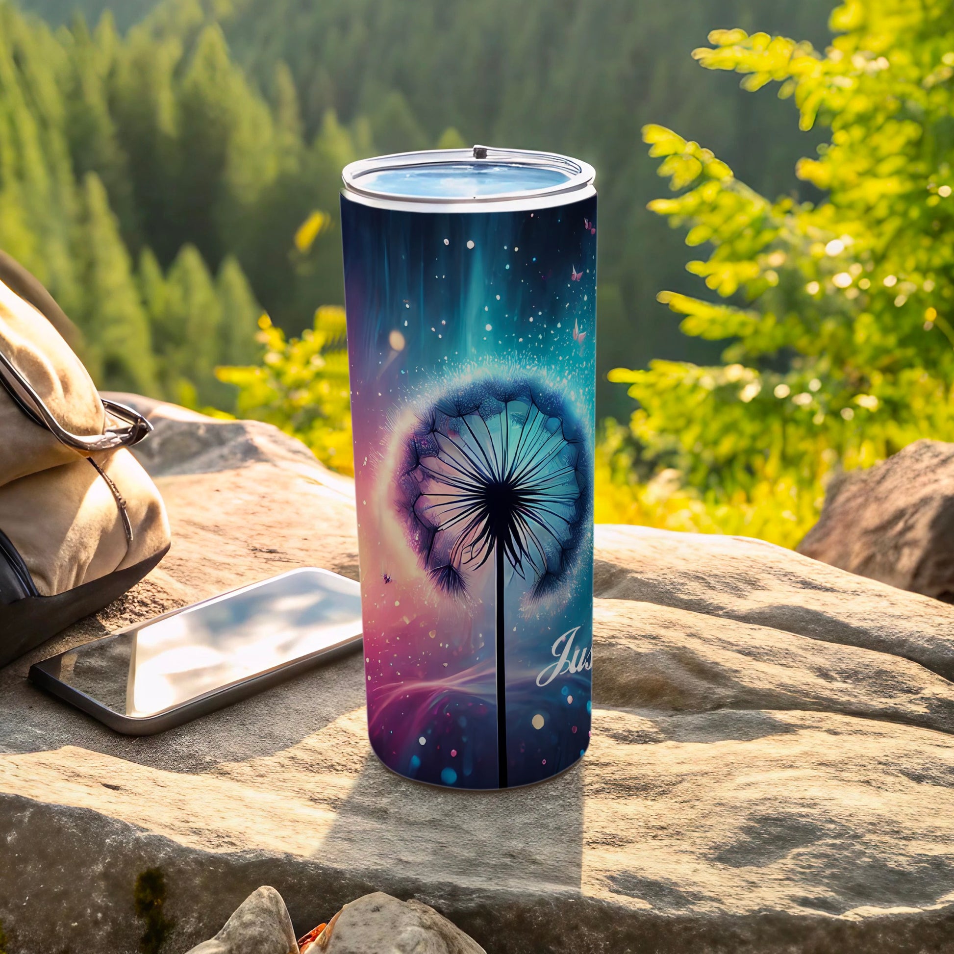 Mystical Dandelion Design Sparkling Background Just Tumbler product type