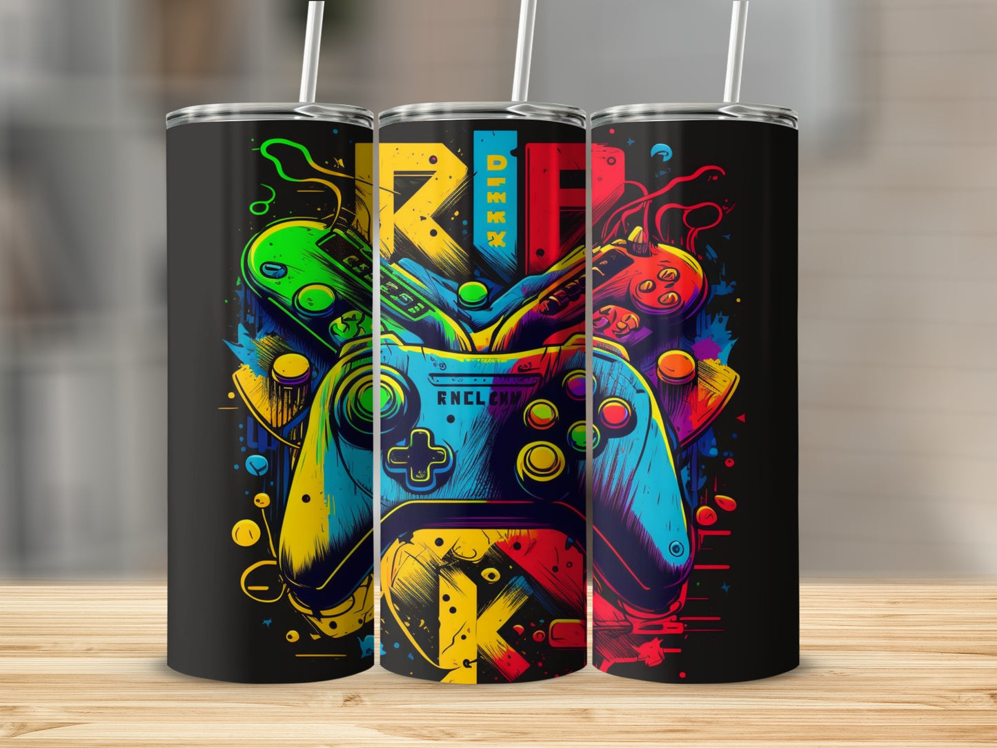 Bold Graphic Gaming Controller Design Tumbler