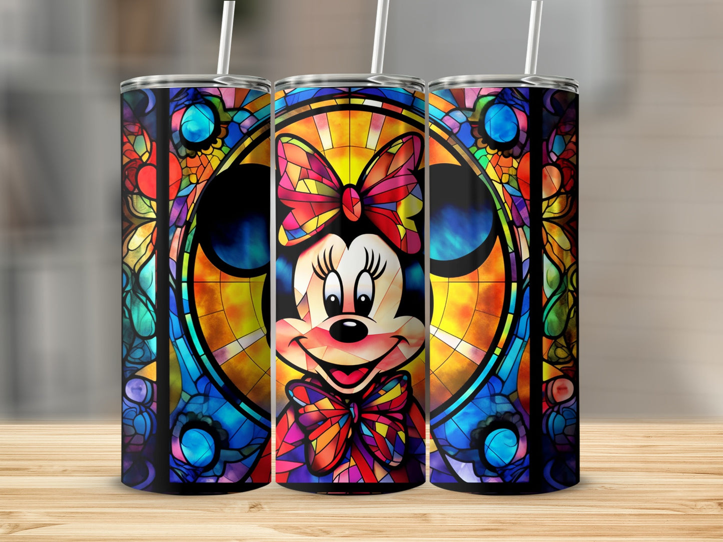 Colorful Stained Glass Mickey Mouse Design Tumbler