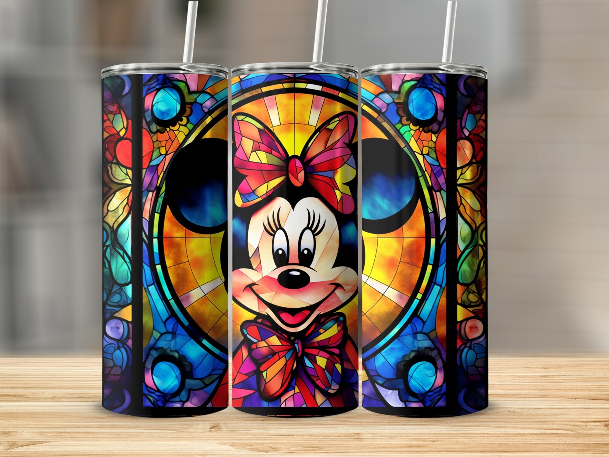 Colorful Stained Glass Mickey Mouse Design Tumbler