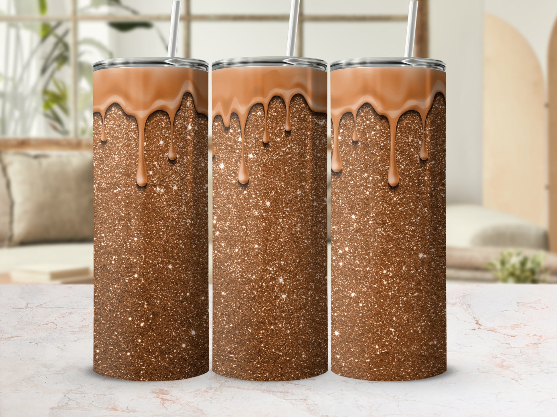 Sparkling Glitter Coffee Drip Design Tumbler