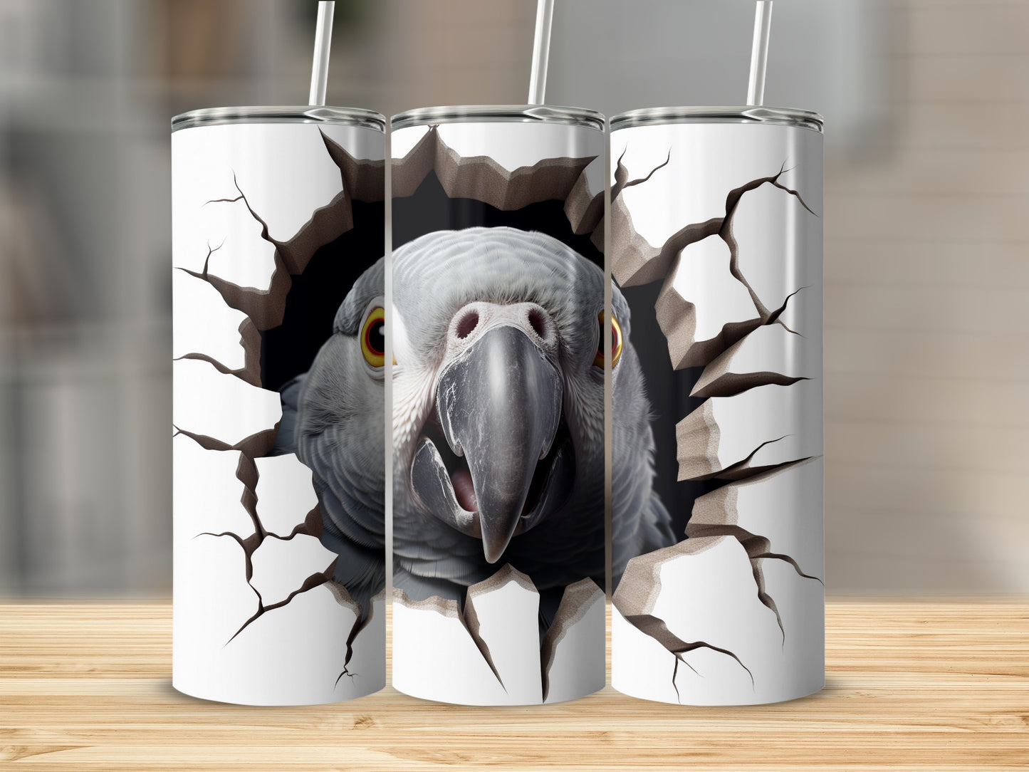 Amazing Grey Parrot Cracking Wall Effect Tumbler product type
Grey Parrot, African Grey, Parrot Lover, Bird Art, Cracking Wall, Breakthrough Design, Tumbler, Drinkware, Insulated Cup, Travel Mug, Unique Gift, Pet Owner, Animal Design, Bird Print, Parrot Head, Wild Bird, Exotic Pet, Coffee Cup, Water Bottle, Novelty Tumbler