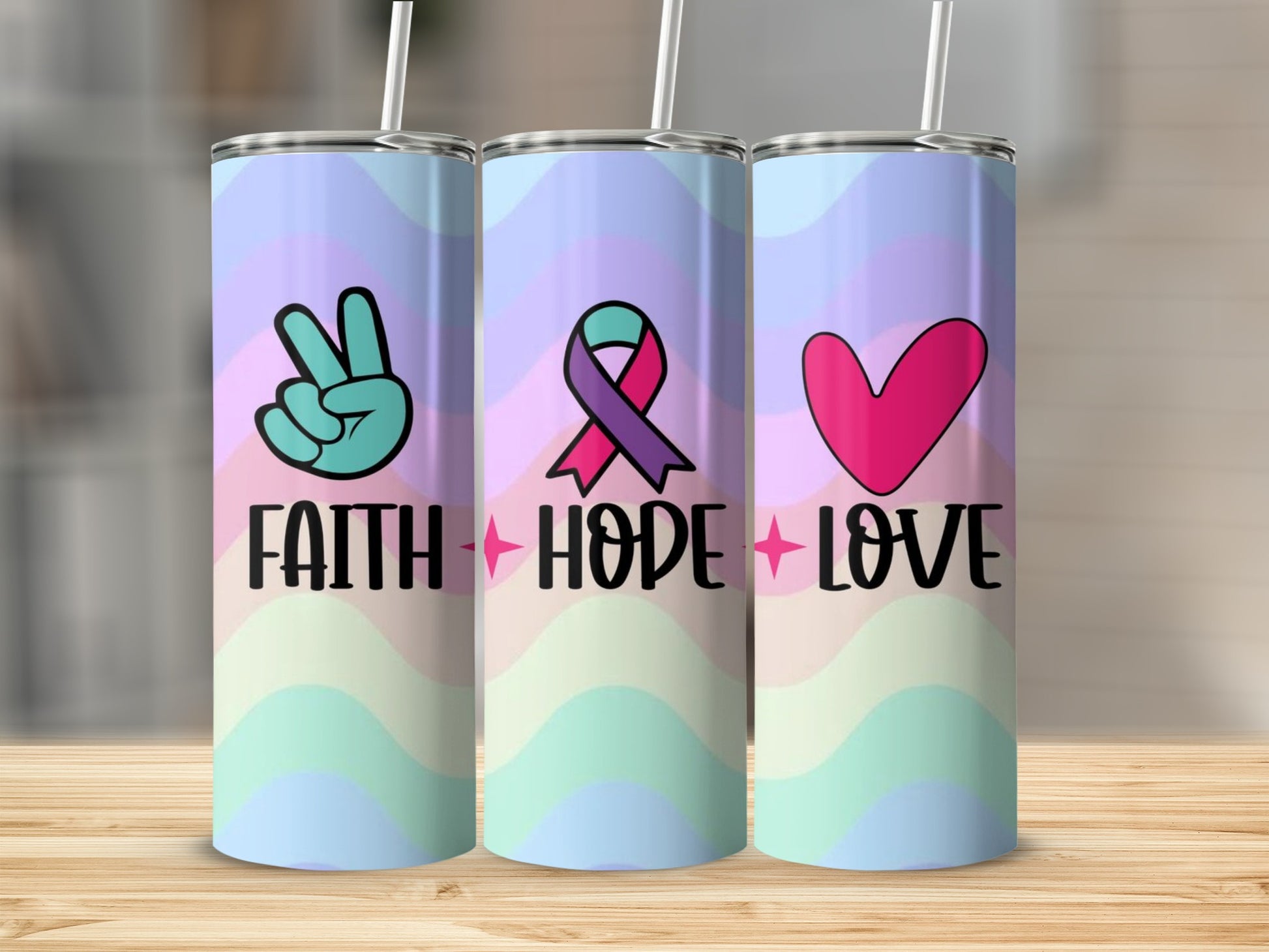 Faith Peace Hope Love Design Tumbler Collection