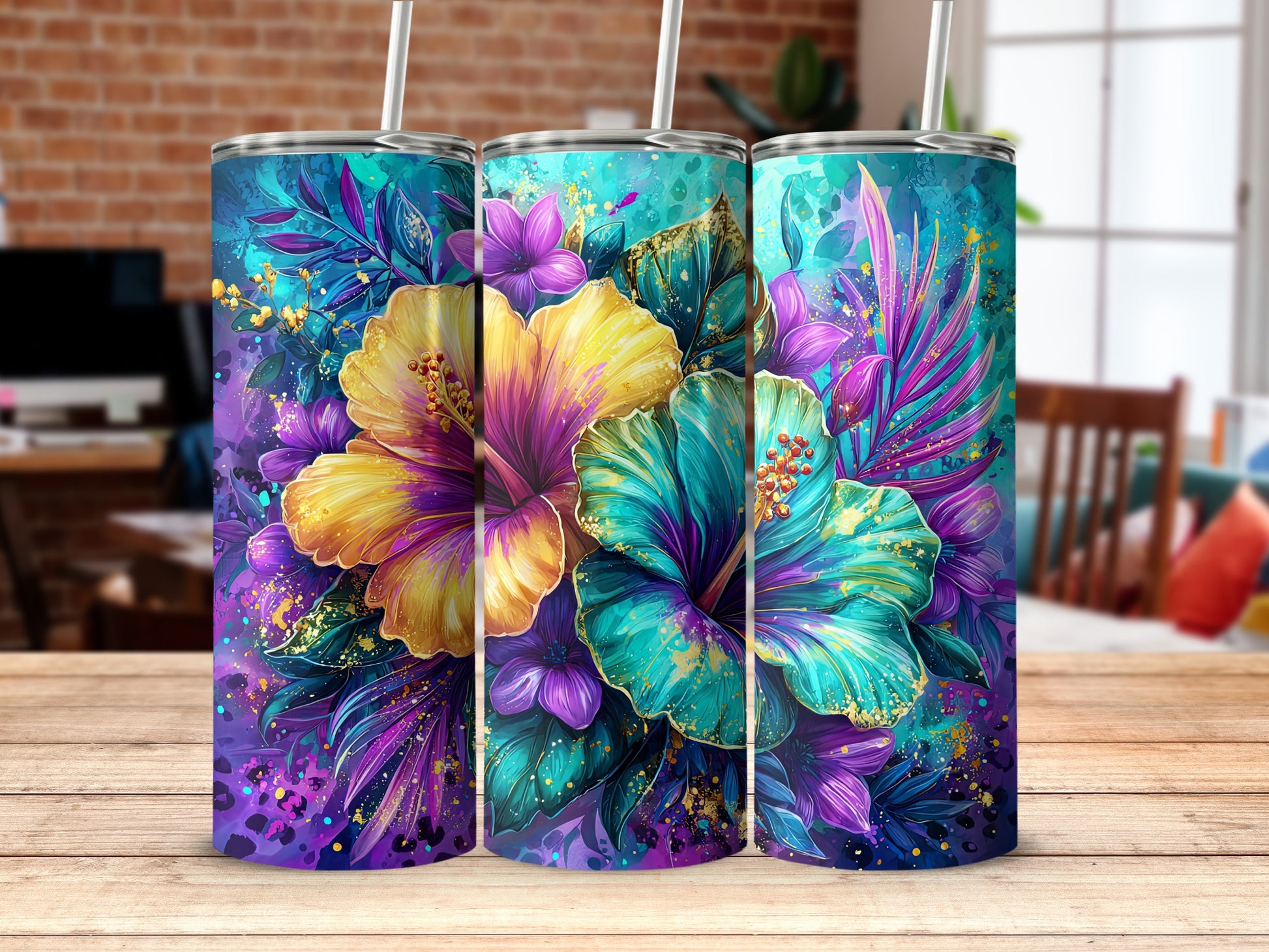 Colorful Abstract Floral Design Tumbler product