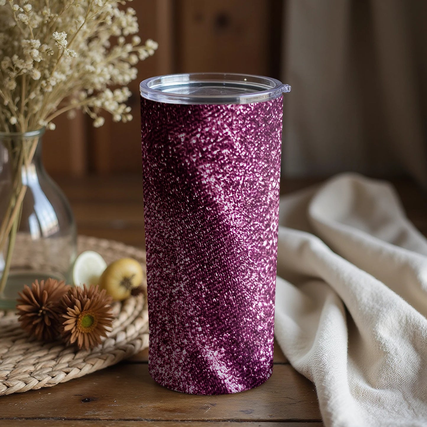 Sparkling Purple Glitter Design Insulated Tumbler