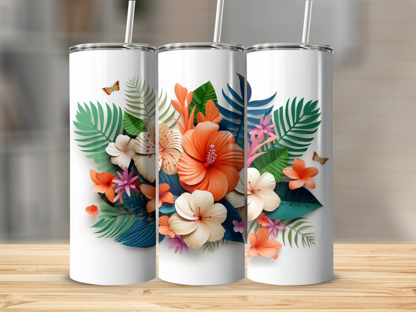 Tropical Floral Design Insulated Tumbler Product