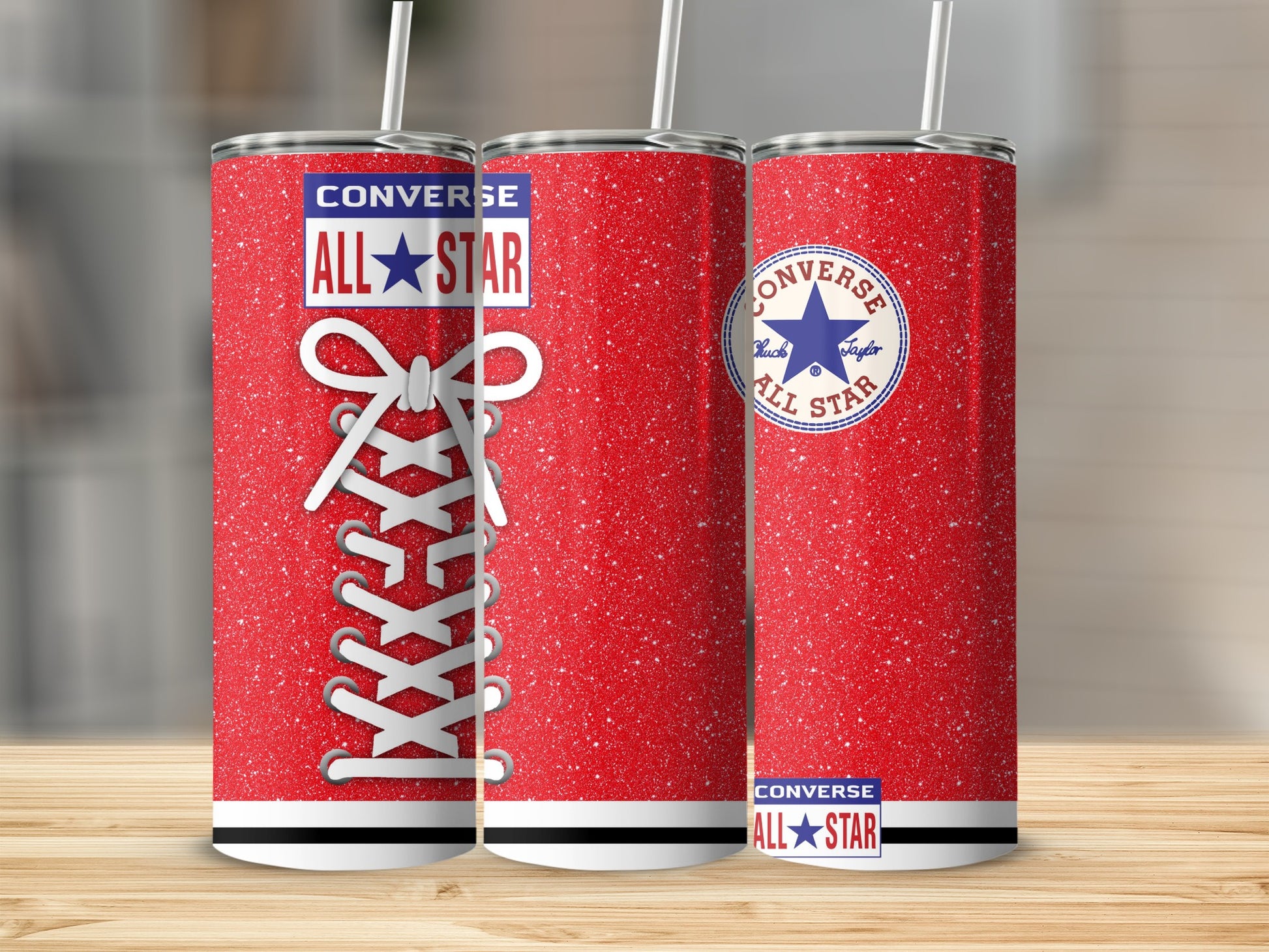 Red Glitter Converse All Star Shoelace Logo Tumbler product type