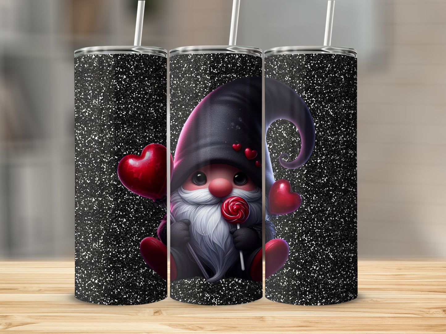 Cute Gnome with Heart and Lollipop Tumbler Product