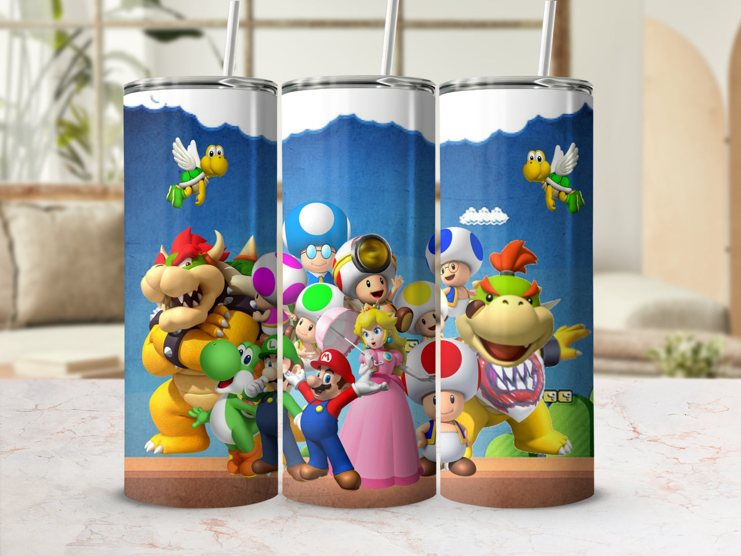 Colorful Cartoon Characters Design Fun Tumbler Set