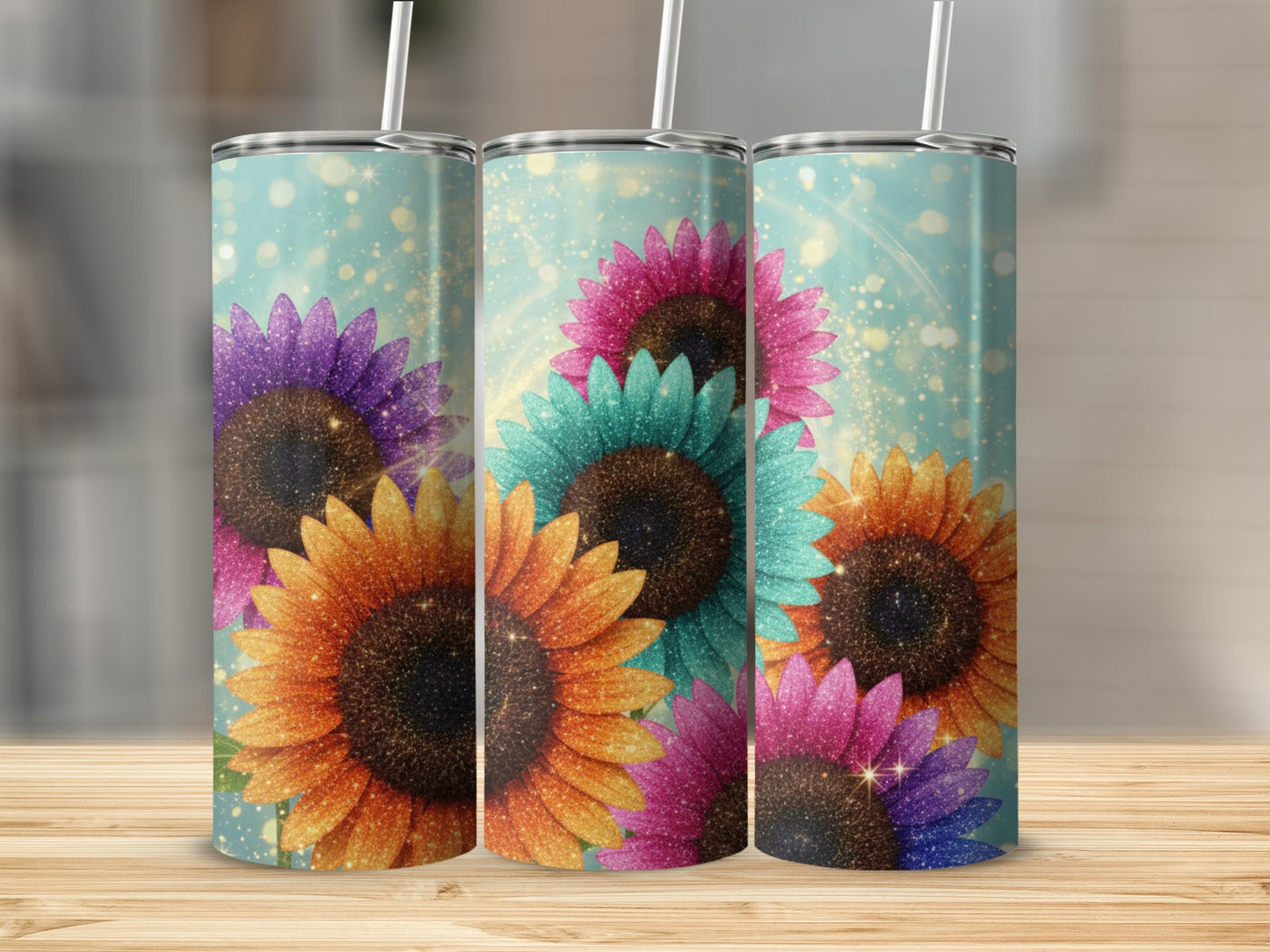 Colorful Sunflower Glitter Tumbler Cups product