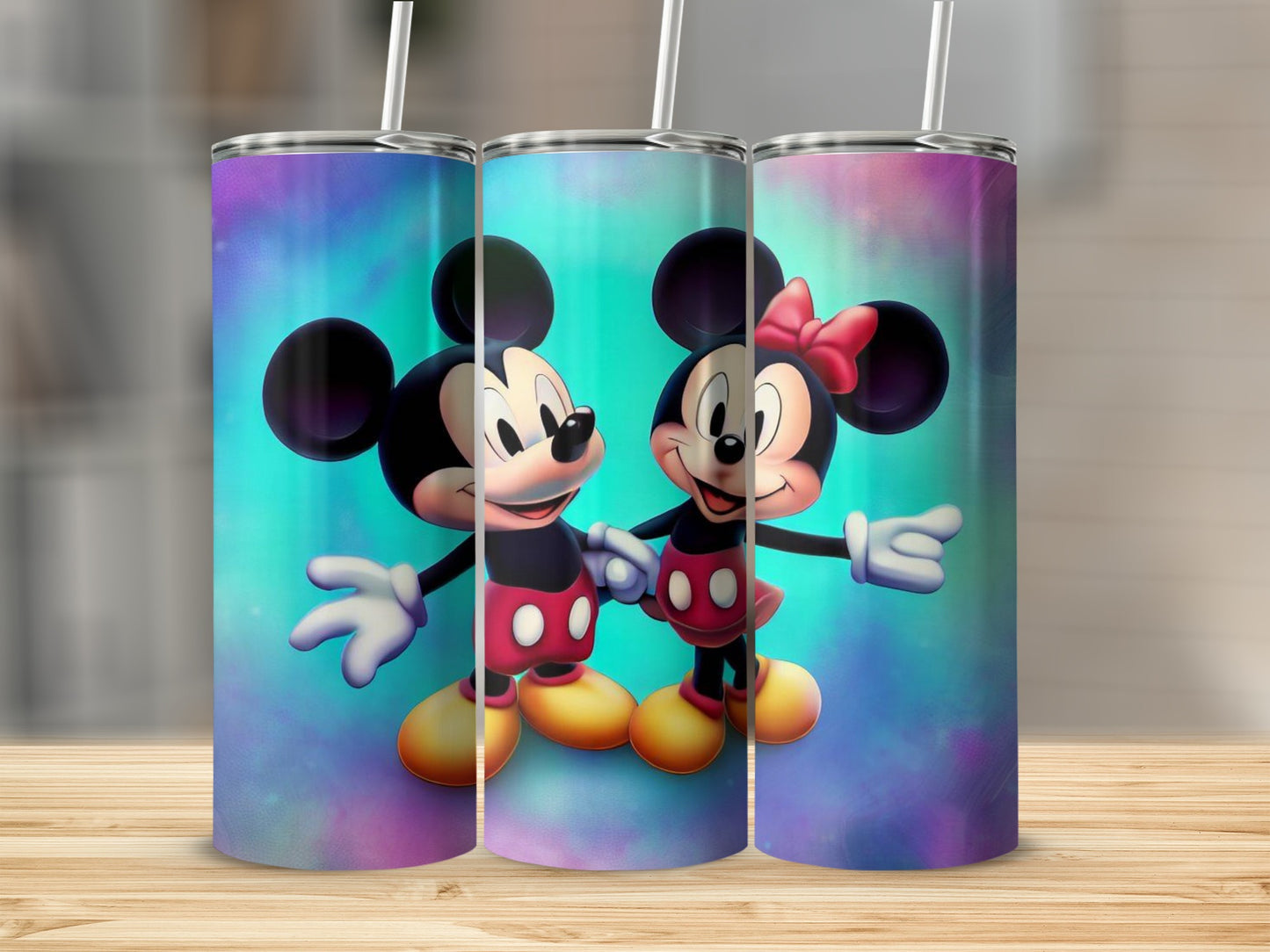 Colorful Cartoon Mouse Couple Pattern Tumbler