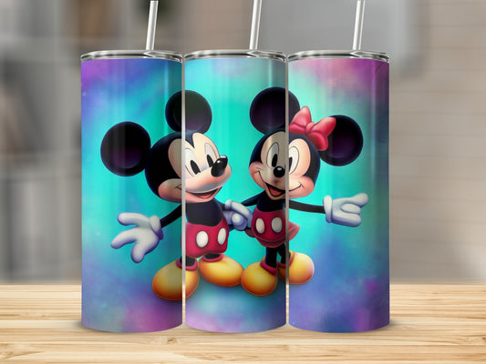 Colorful Cartoon Mouse Couple Pattern Tumbler