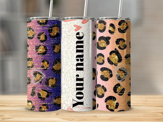 Custom Leopard Print Tumblers with Personalization Options