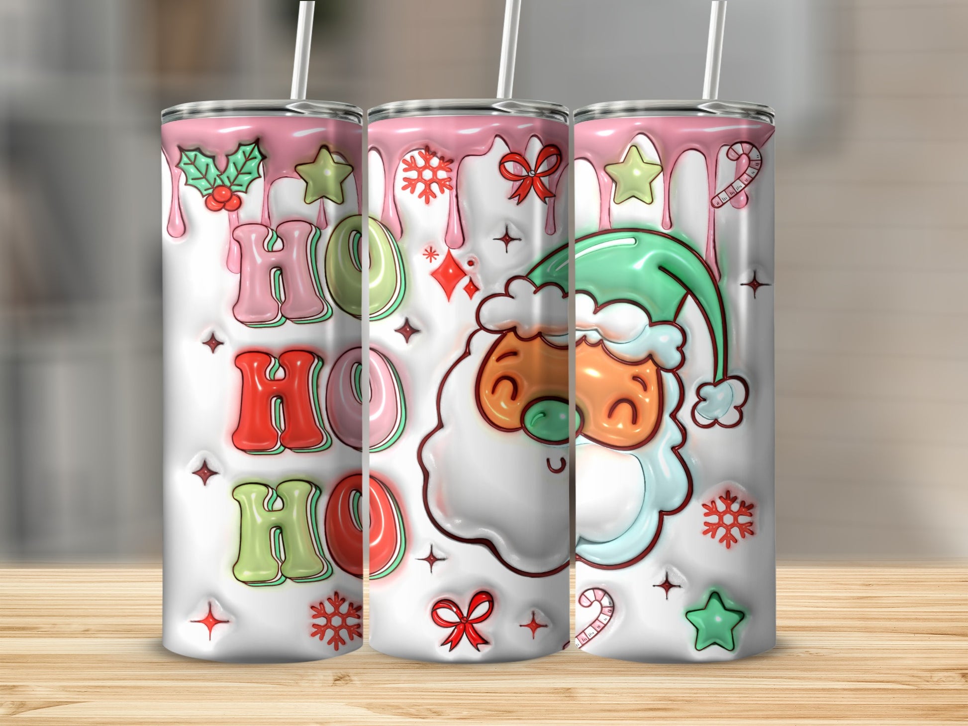 Festive Santa and Ho Ho Ho Design Tumbler Cup