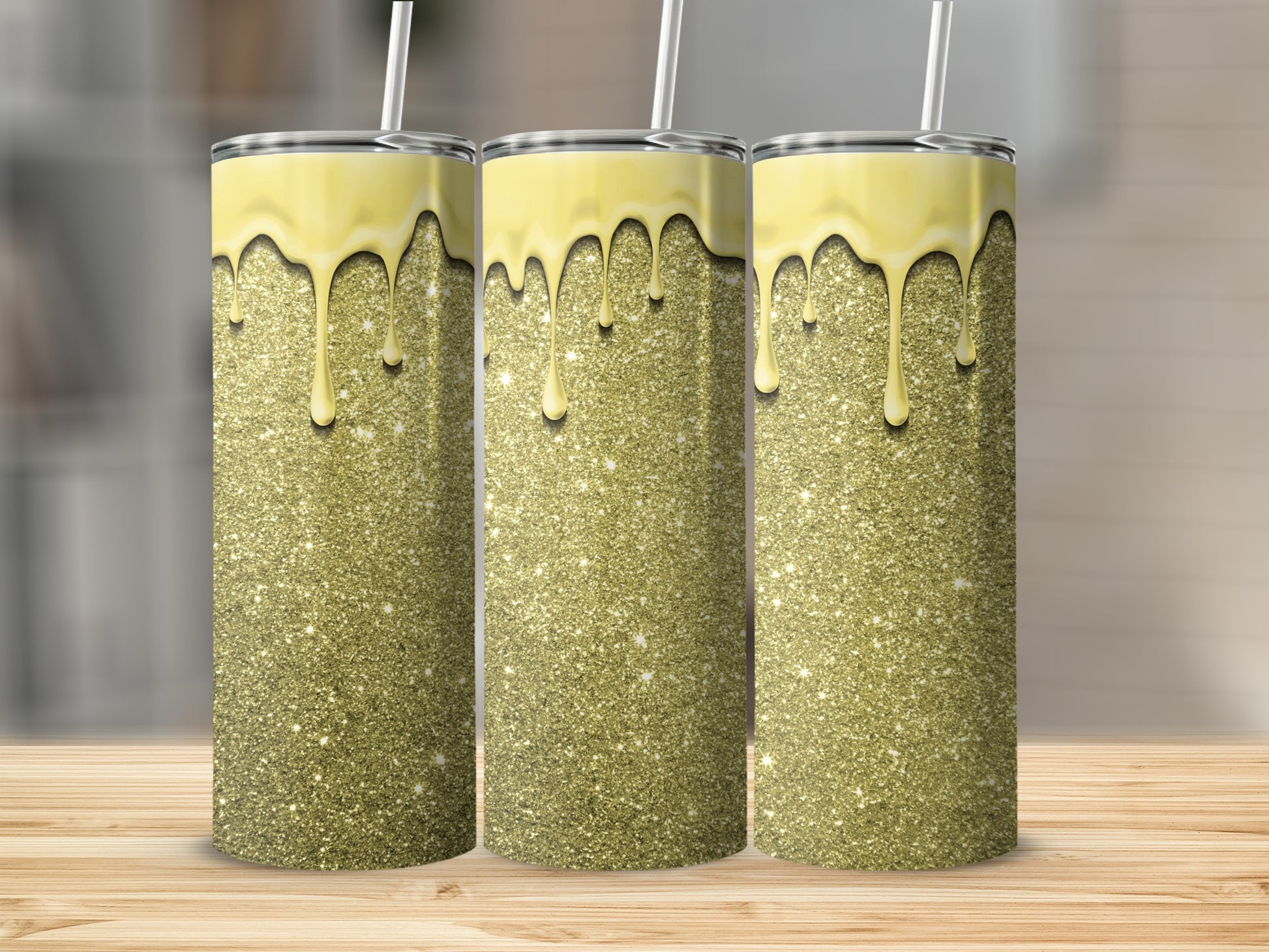 Glittering Gold and Dripping Design Style Tumblers