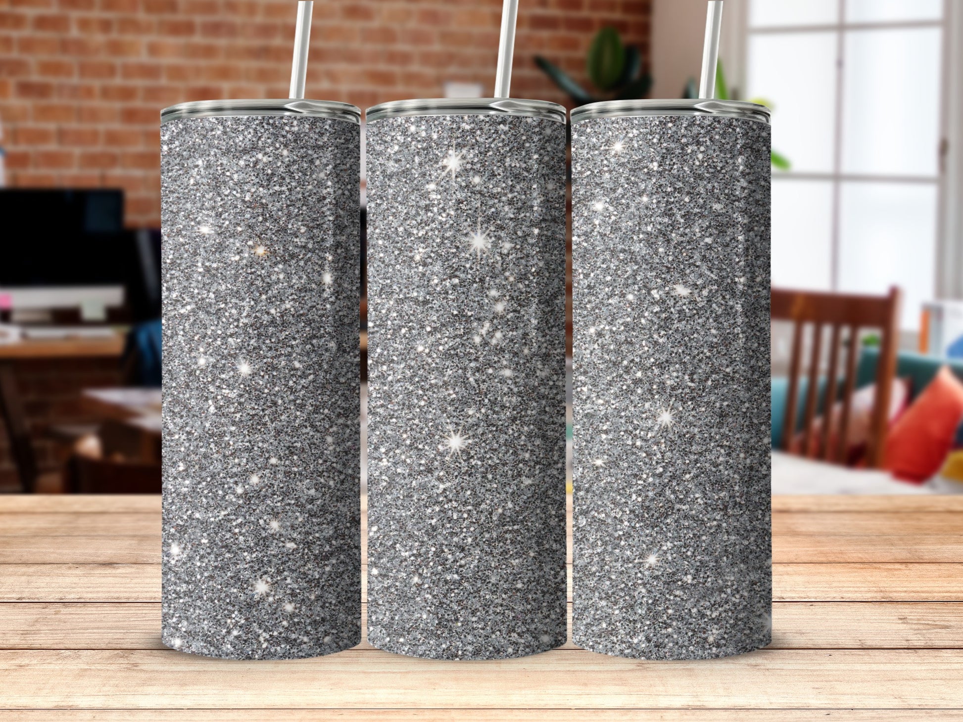Glitter Sparkle Stainless Steel Tumbler with Straw