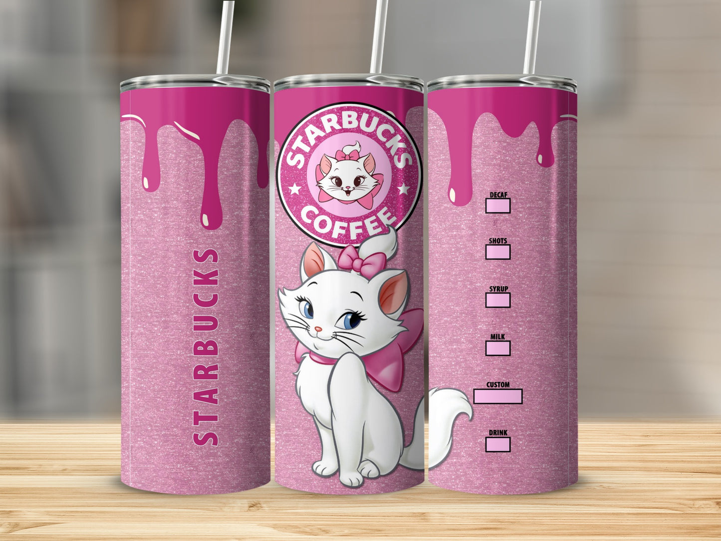 Starbucks Coffee Cat New Tab Design Skinny Tumbler