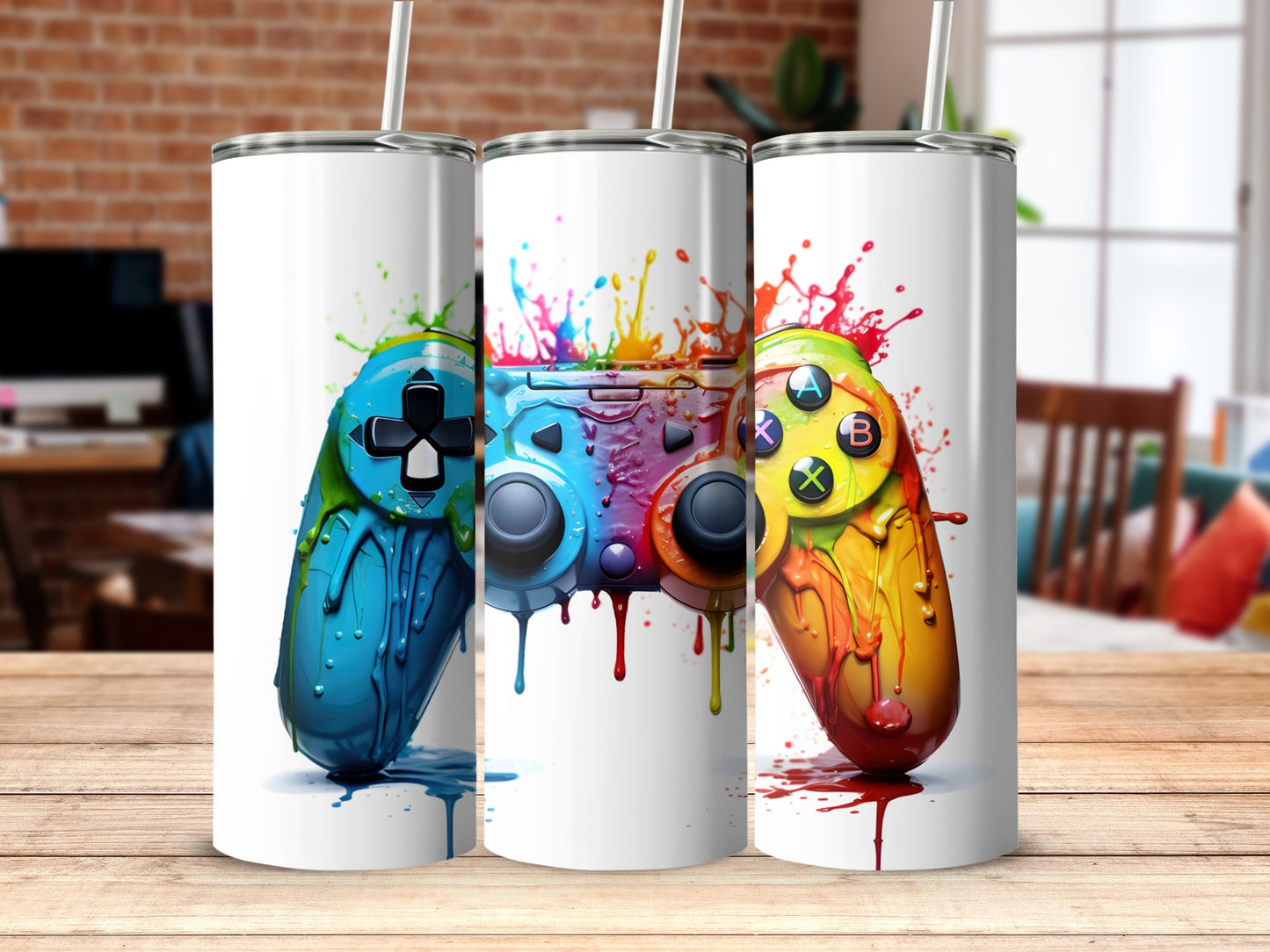 Colorful Abstract Gaming Controller Design Tumbler