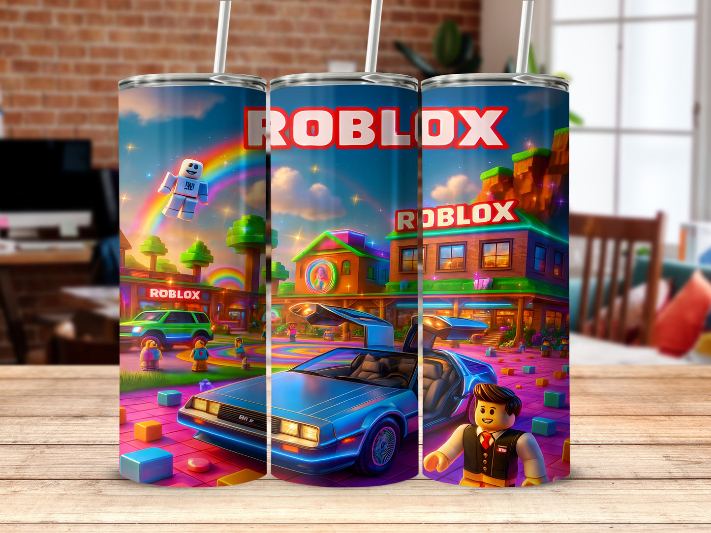 Roblox Themed Tumbler With Colorful Game Characters