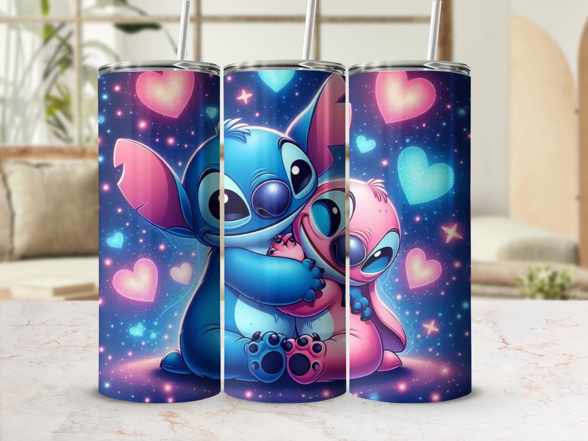Adorable Cosmic Creature Hug Pattern Tumbler Cup