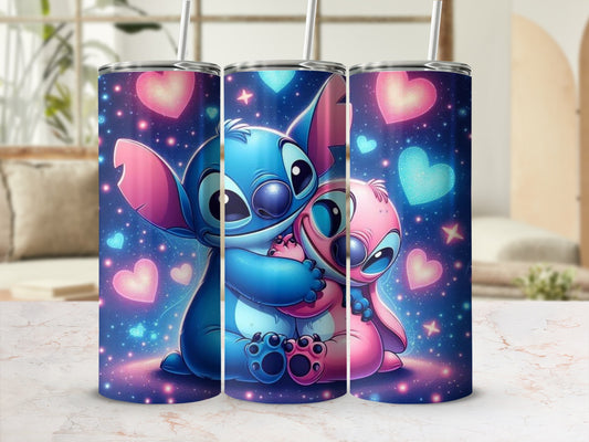 Adorable Cosmic Creature Hug Pattern Tumbler Cup