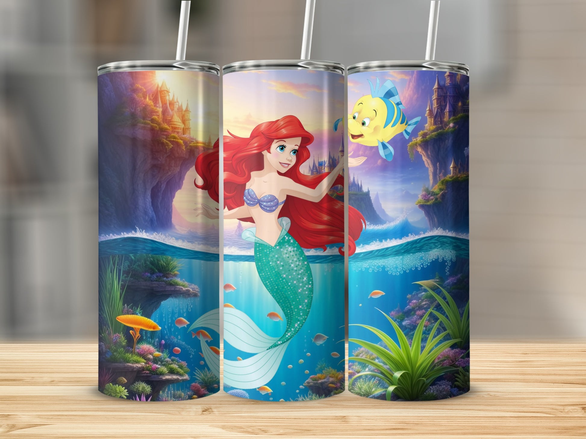 Underwater Fantasy Scene with Mermaid Tumbler Product