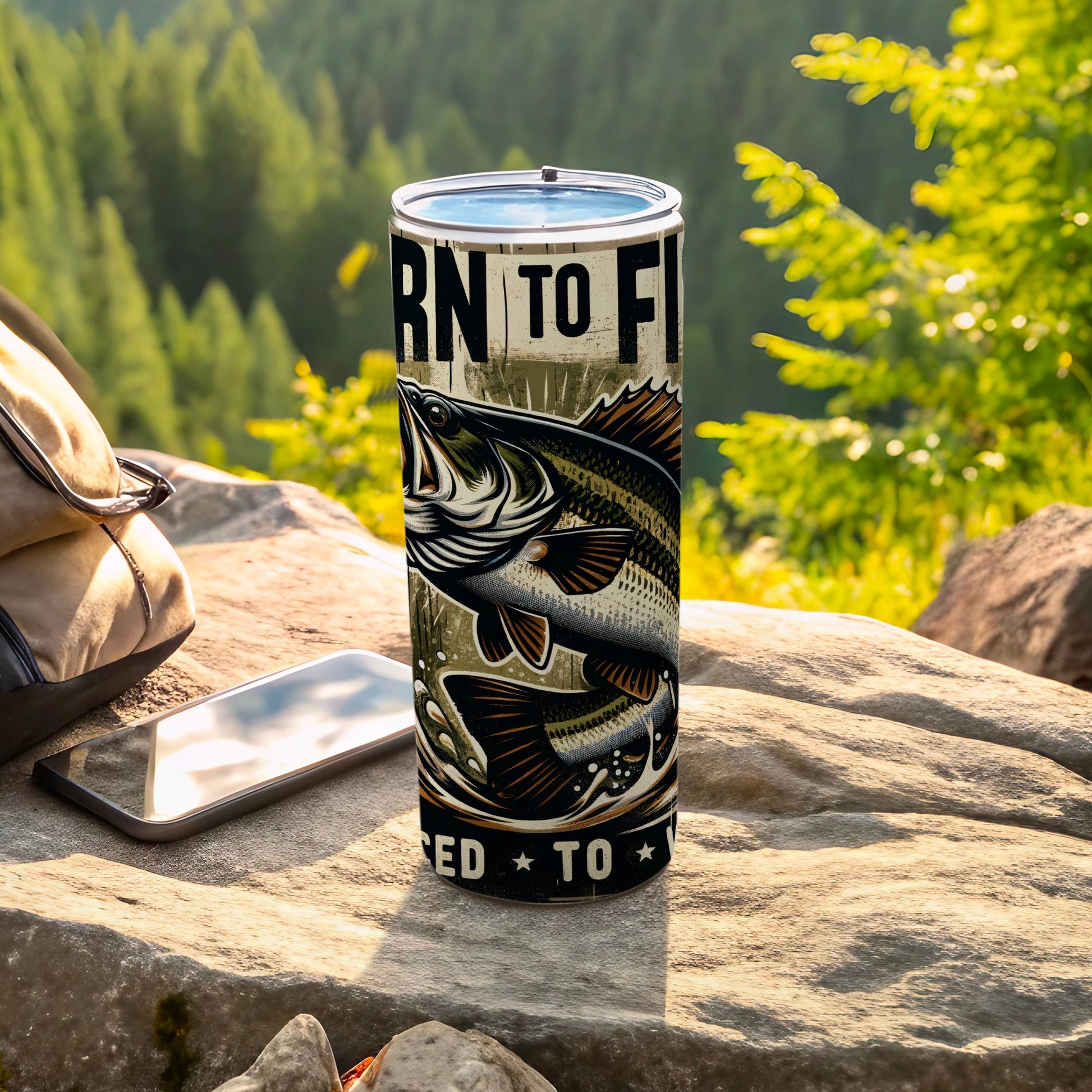 Born To Fish Forced To Work Bass Fishing Tumbler product type