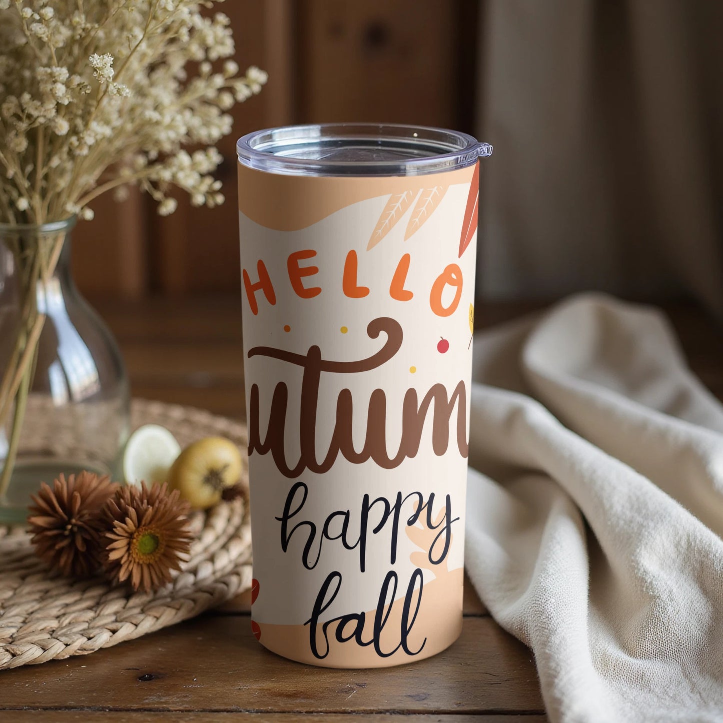 Hello Autumn Happy Fall Insulated Tumbler for Seasonal Drinks