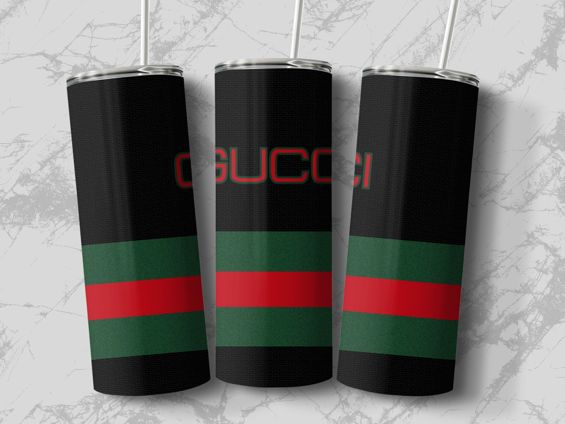 Elegant Black Red Green Striped Design Tumbler