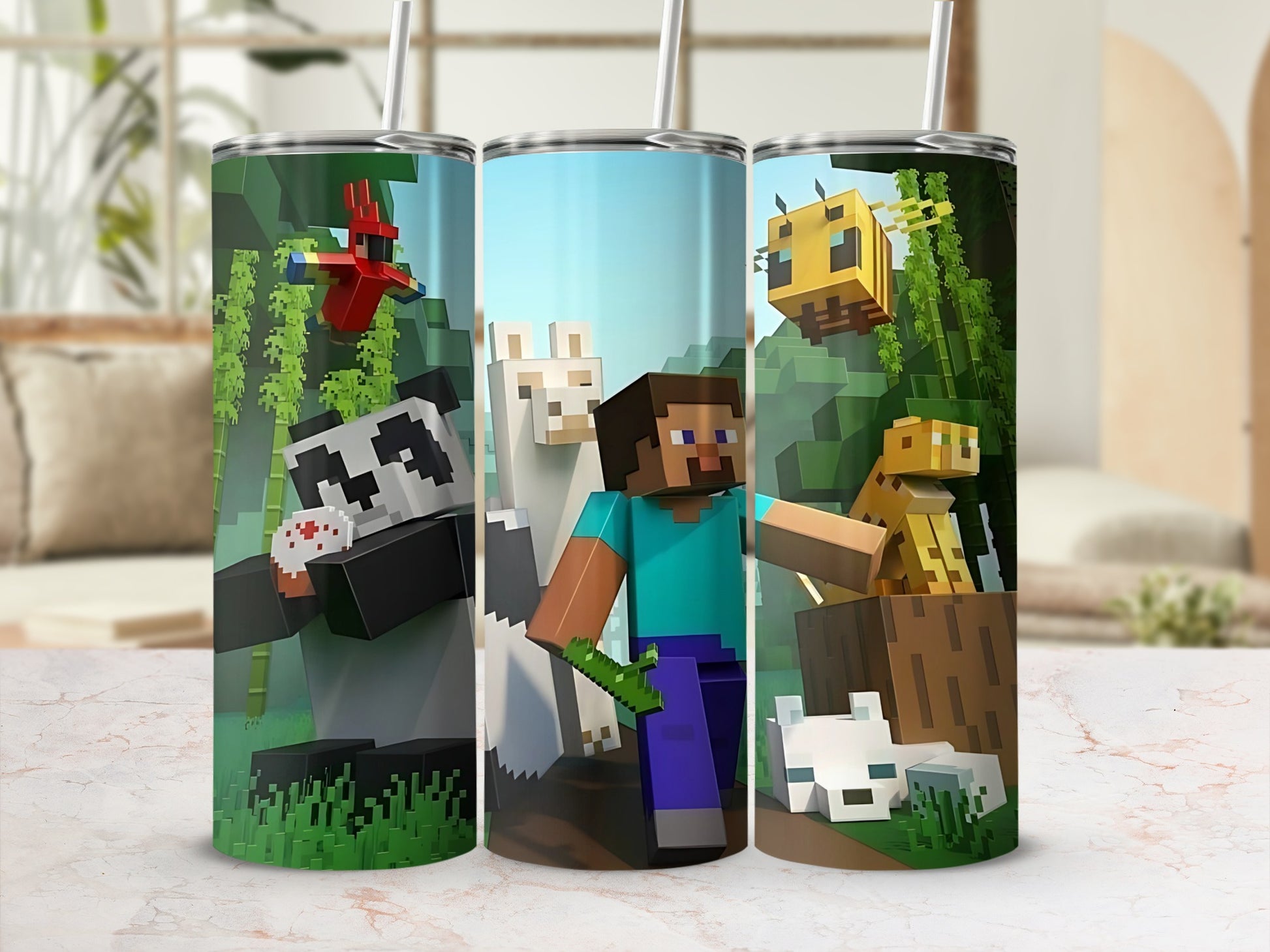 Colorful Animal Characters with Hero Design Tumbler