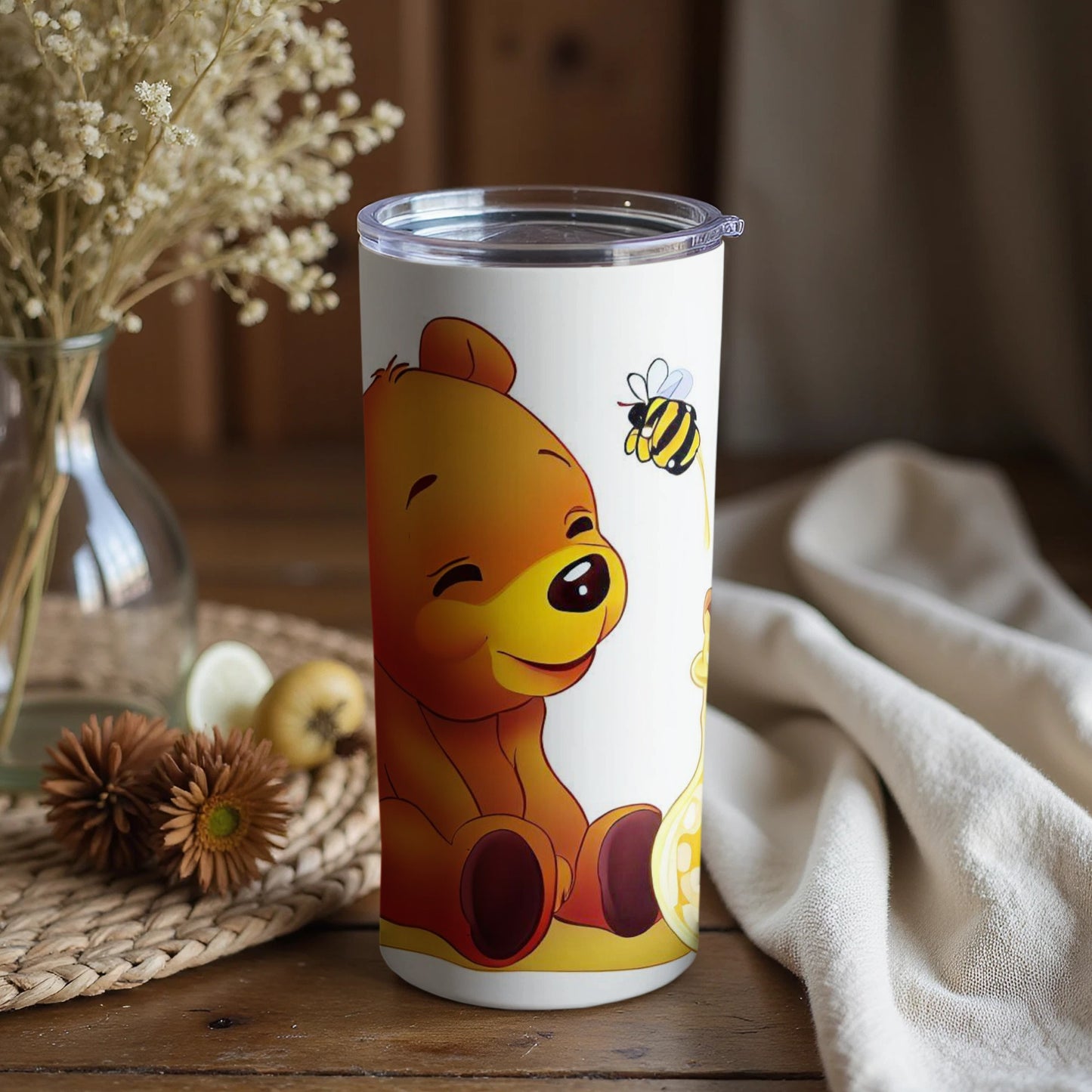 Adorable Bear and Bee Design Insulated Tumbler