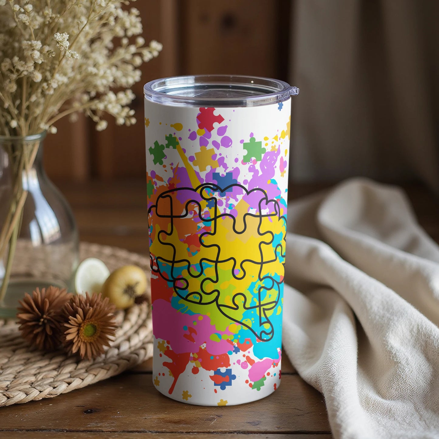 Colorful Puzzle Piece Art Tumbler for Unique Style