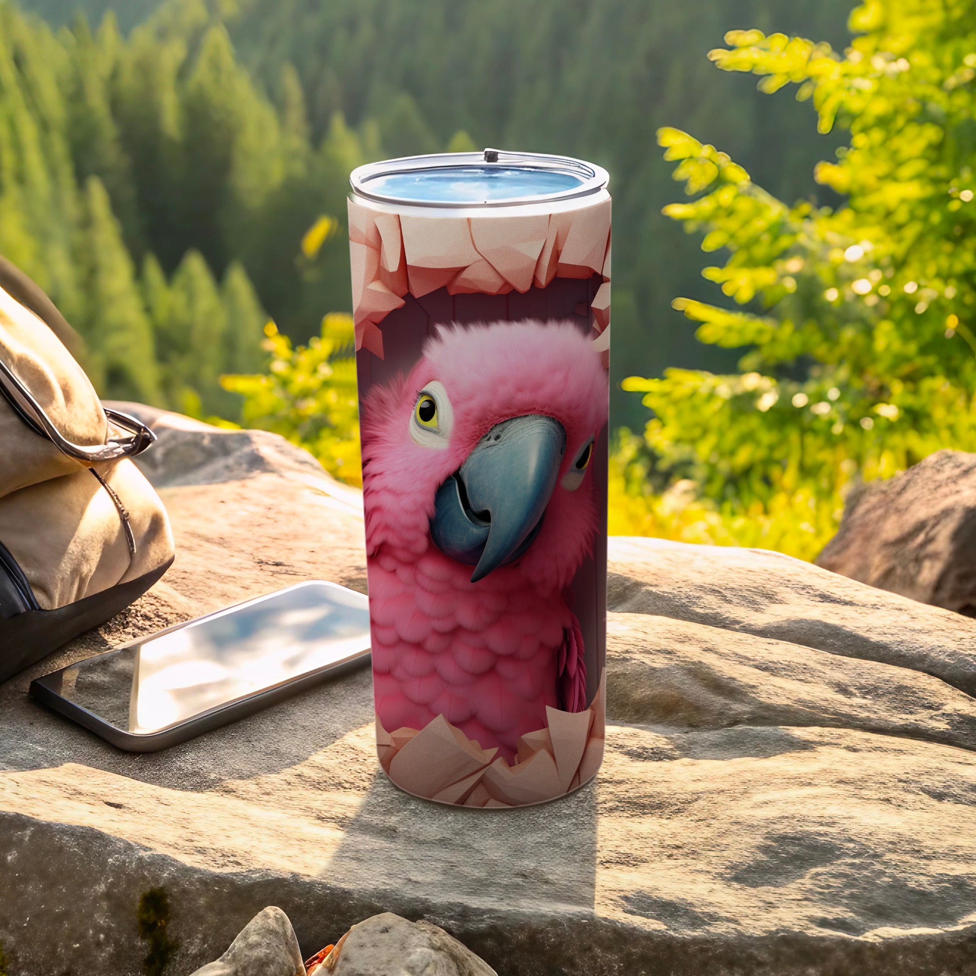 Pink Parrot Emergence Tumbler Unique Drinkware product type