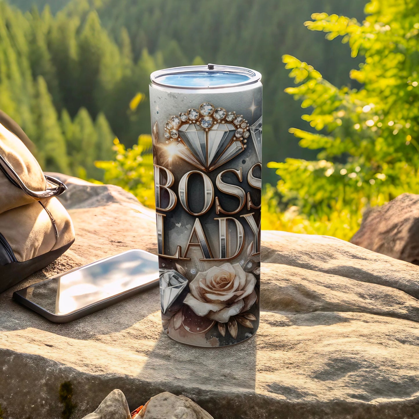 Glamorous Boss Lady Diamonds Rose Design Tumbler product type